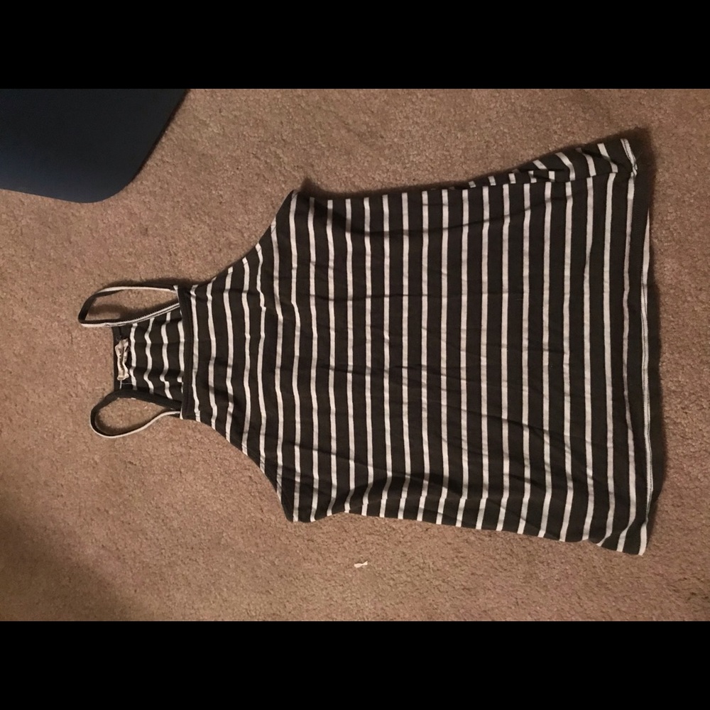 Tight green with white stripes high neck tank